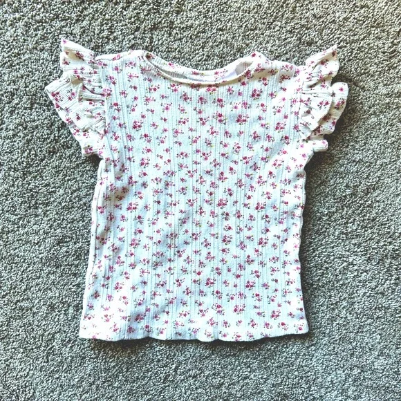 Zara ruffle short-sleeve floral tee, 3-4 years - Picture 2 of 5